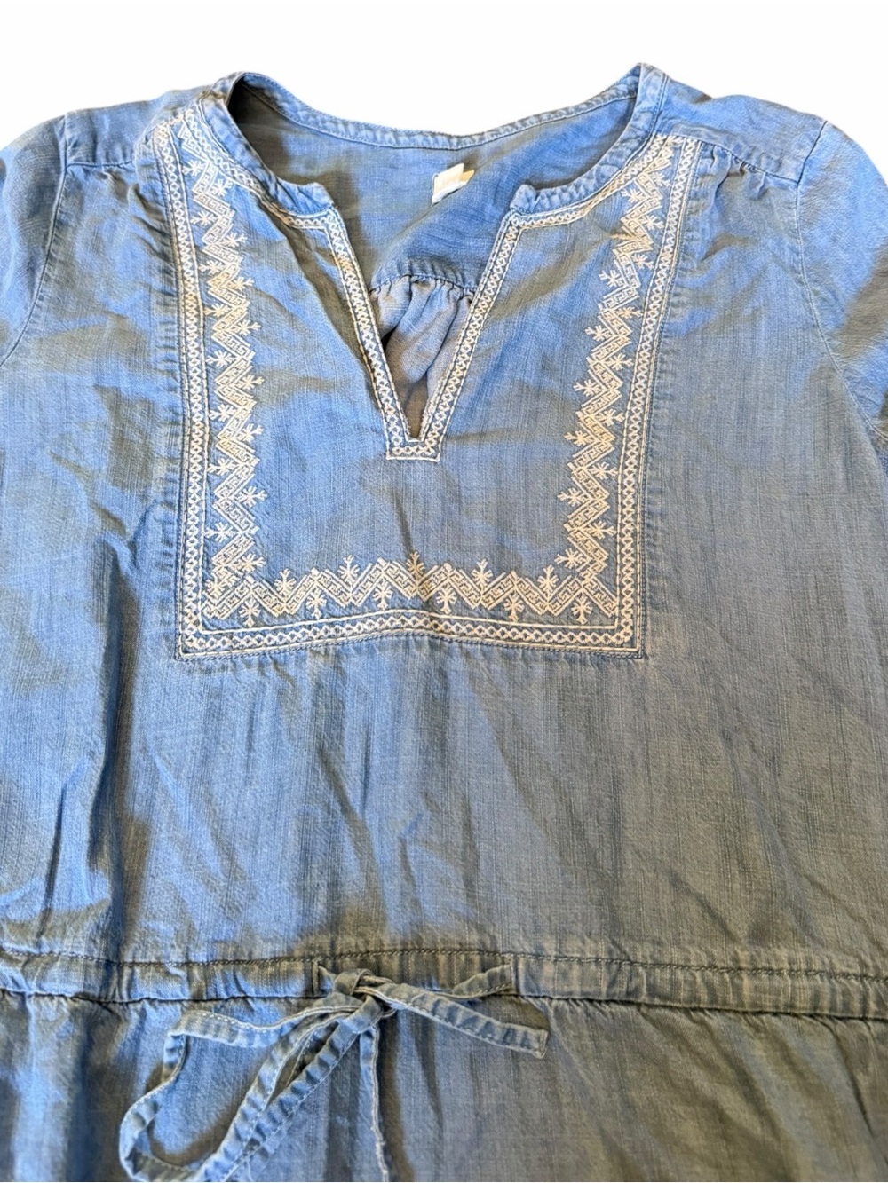 Vintage Gap Chambray Embroidered Boho Dress Small E - Picture 7 of 9